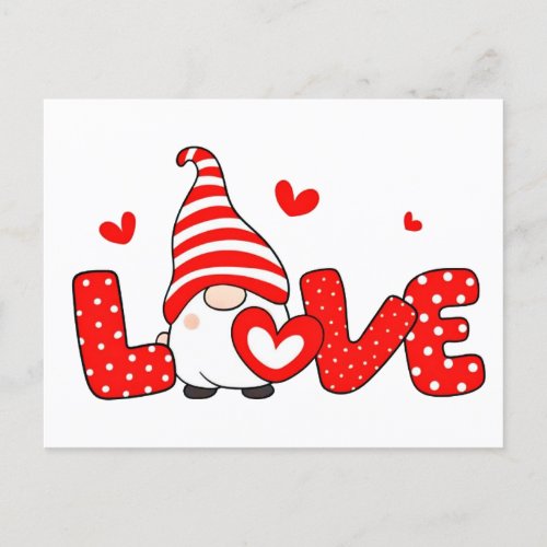 Valentine gnome postcard