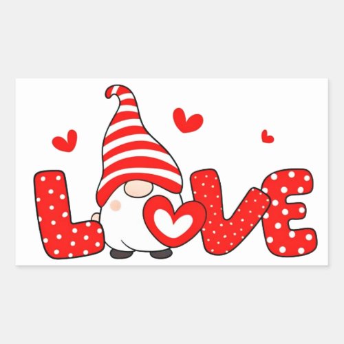 Valentine gnome  rectangular sticker