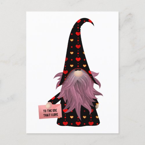 Valentine Gnome Saying He Loves You Postcard