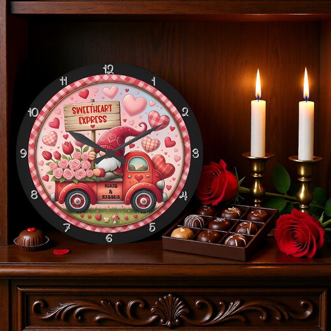 Valentine Gnome Sweetheart Express Large Clock (Creator Uploaded)