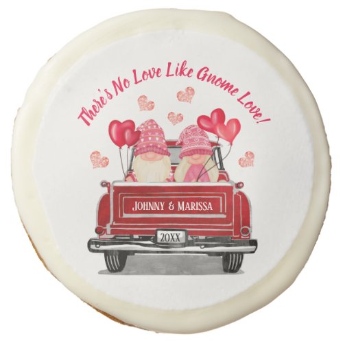 Valentine Gnome Vintage Red Truck Hearts Sugar Cookie