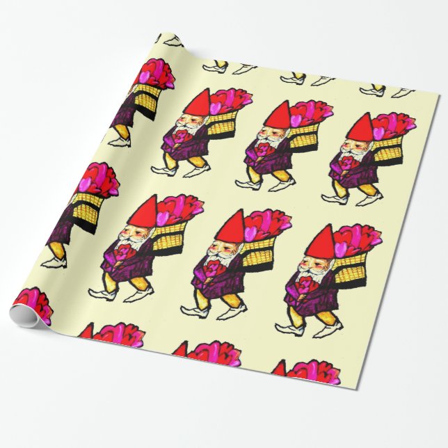 VALENTINE GNOME wrapping paper (Unrolled)