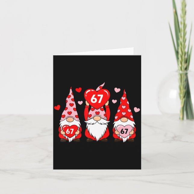 Valentine Gnomes 67 Funny Meme Cute Love Gnome Cou Card (Front)