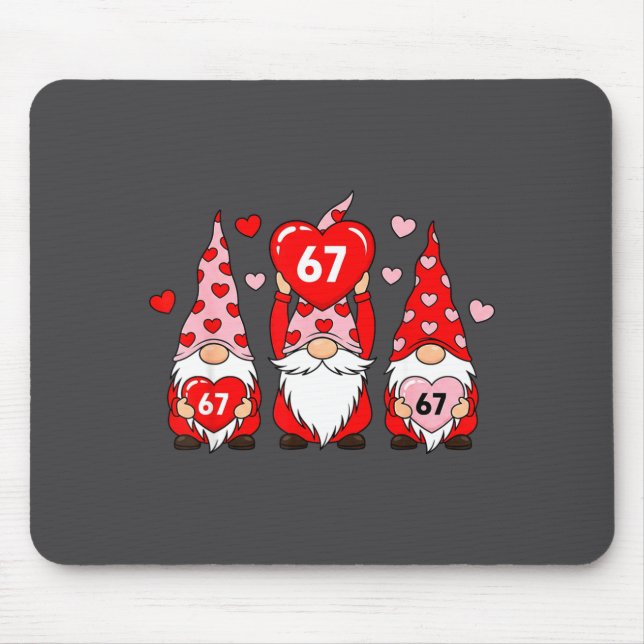 Valentine Gnomes 67 Funny Meme Cute Love Gnome Cou Mouse Pad (Front)