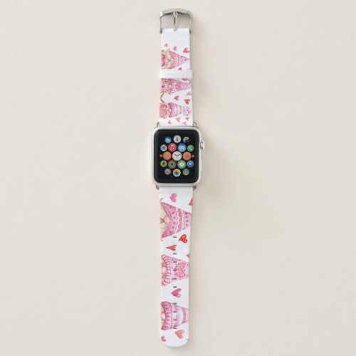 Valentine Gnomes Cute Watercolor Illustration Apple Watch Band