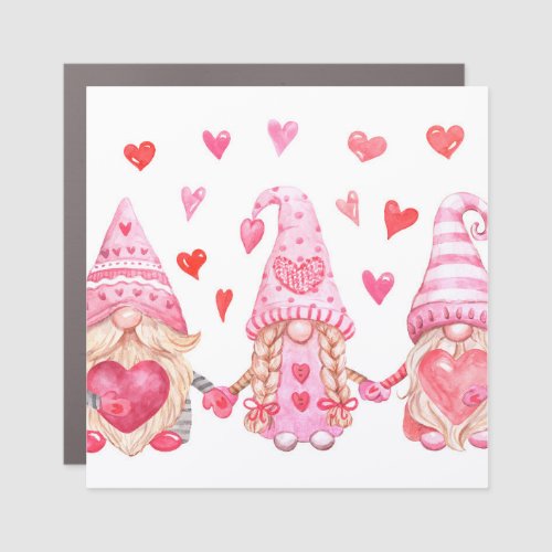 Valentine Gnomes Cute Watercolor Illustration Car Magnet