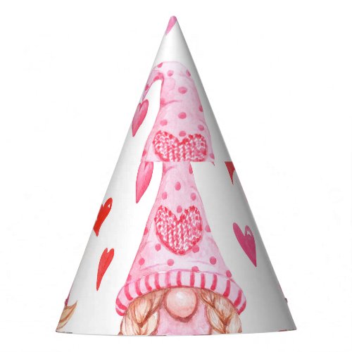 Valentine Gnomes Cute Watercolor Illustration Party Hat