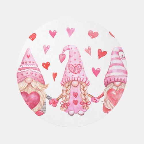 Valentine Gnomes Cute Watercolor Illustration Rug