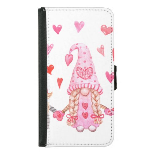 Valentine Gnomes Cute Watercolor Illustration Samsung Galaxy S5 Wallet Case
