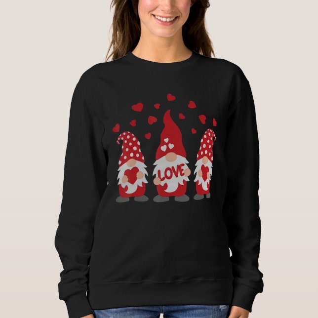 Valentine Gnomes Holding Hearts Valentine's Day Gn Sweatshirt (Front)