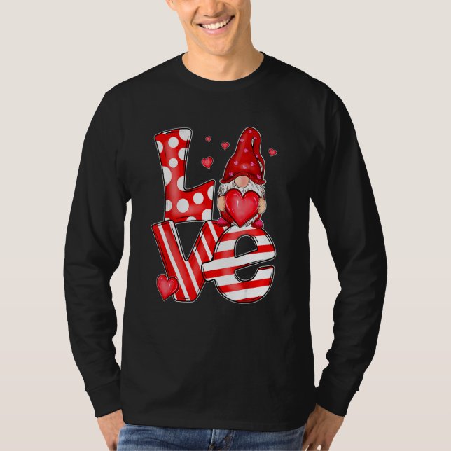 Valentine Gnomes Holding Hearts Valentine's Day Gn T-Shirt (Front)