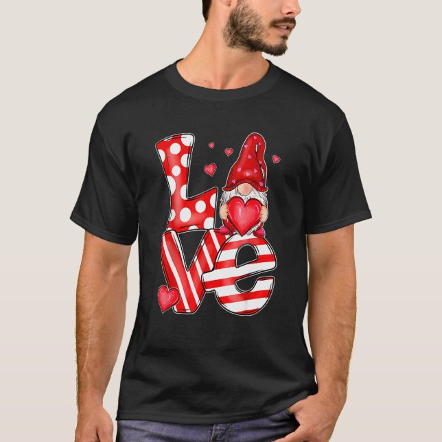 Valentine Gnomes Holding Hearts Valentine's Day Gn T-Shirt (Front)