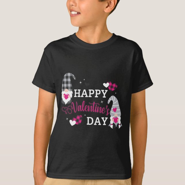 Valentine Gnomes Holding Hearts Valentine's Day Gn T-Shirt (Front)