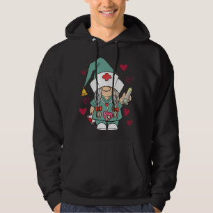 Valentine Gnomes Nurse Hearts Stethoscope Hoodie