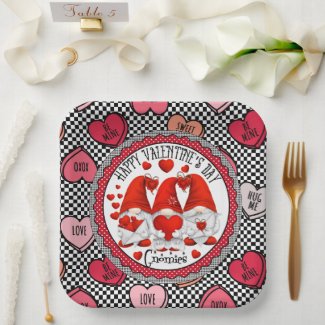 Valentine Gnomes Paper Plate