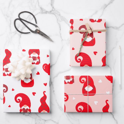 Valentine Gnomes Wrapping Paper Sheets
