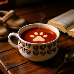 Valentine Golden Retriever Dog Lover Hearts Soup Mug