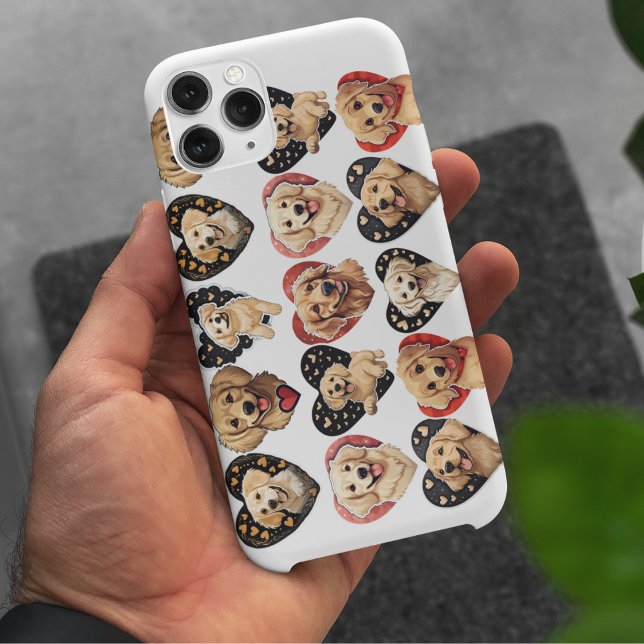 Valentine Golden Retriever Hearts Pattern – Dog Case-Mate iPhone Case (Valentine Golden Retriever Dog Case-Mate iPhone Case)
