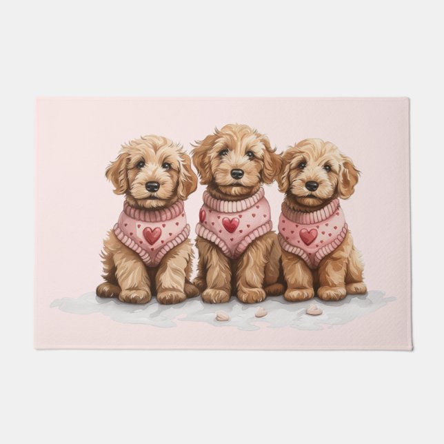 Valentine Goldendoodle Dogs Doormat (Front)