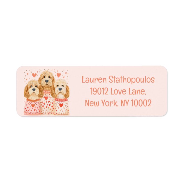 Valentine Goldendoodle Dogs Label (Front)