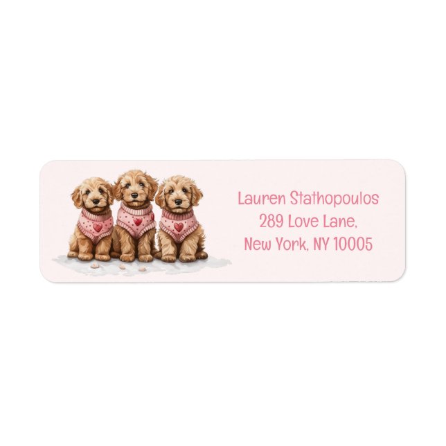 Valentine Goldendoodle Dogs Label (Front)