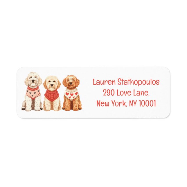 Valentine Goldendoodle Dogs Label (Front)