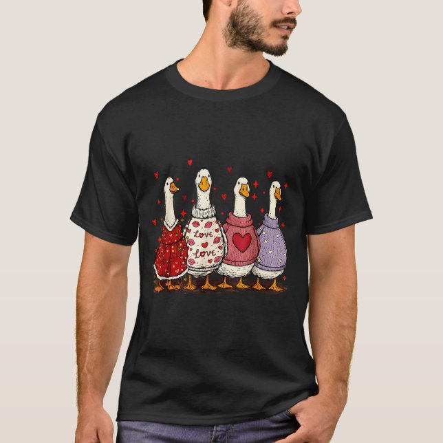 Valentine Goose Heart Silly Goose Valentines Day  T-Shirt (Front)