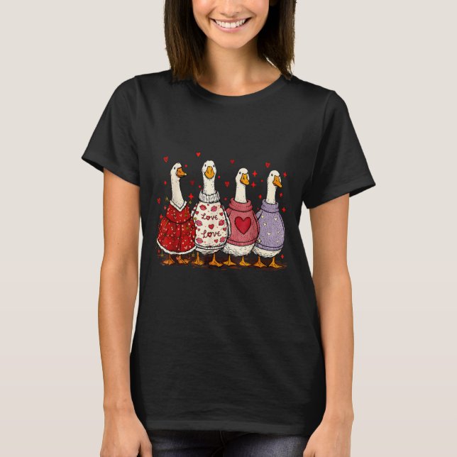 Valentine Goose Heart Silly Goose Valentines Day  T-Shirt (Front)