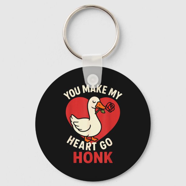 Valentine Goose Love Valentine's - You Make My Hea Keychain (Front)