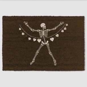 Valentine Goth Skeleton with Hearts Coir Fiber Doormat