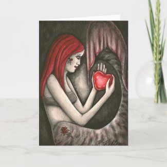 Valentine Gothic Mermaid with Heart  Greeting Card
