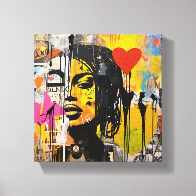 Valentine Graffiti Grunge Art Canvas Print (Front)