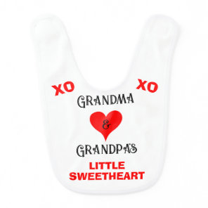 Valentine Grandma and Grandpa's Sweetheart NAME Baby Bib