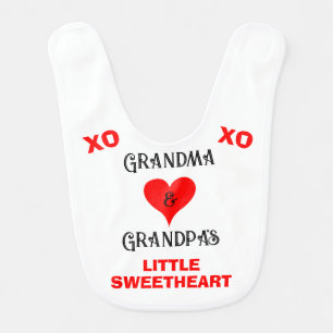 Valentine Grandma and Grandpa's Sweetheart NAME Baby Bib