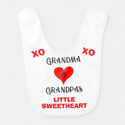 Valentine Grandma and Grandpas Sweetheart NAME Baby Bib