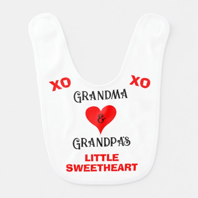 Valentine Grandma and Grandpa's Sweetheart NAME Baby Bib (Front)