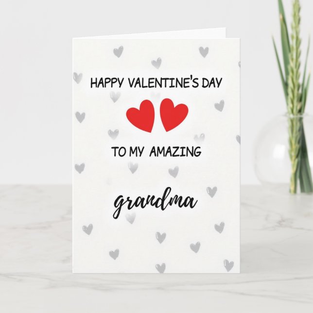 Valentine Grandma Hand Drawn Hearts Card (Front)