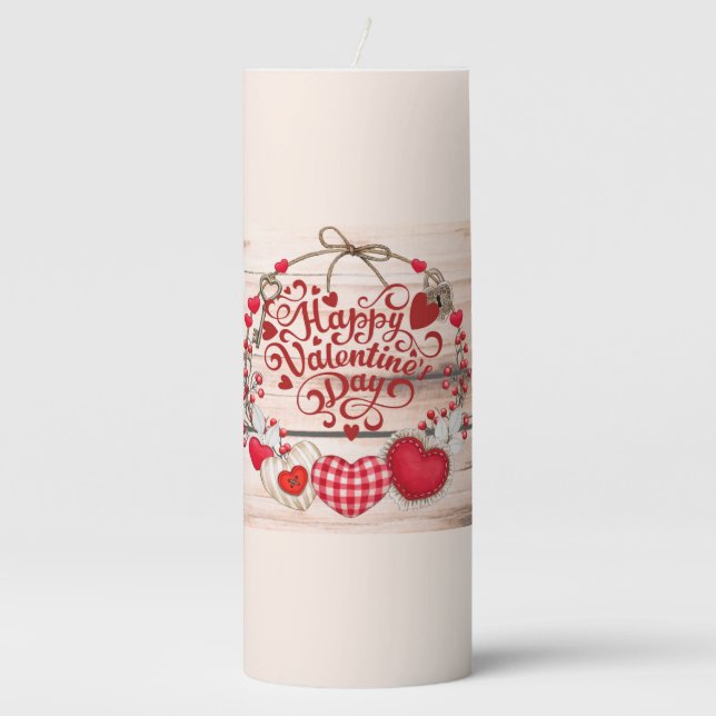 Valentine Greetings  Pillar Candle (Front)