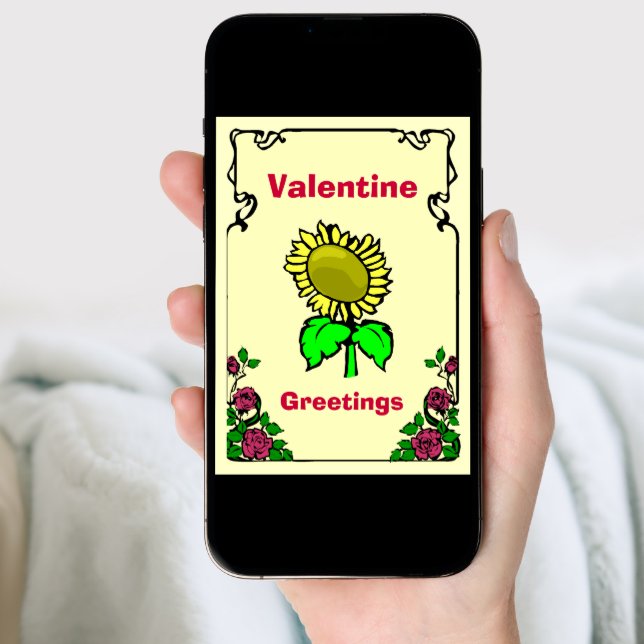 Valentine greetings, Sunflower 1 Holiday Card (Front Digital)