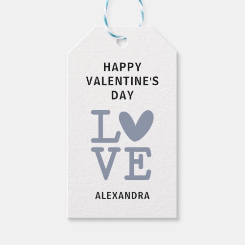 Valentine grey  white love heart custom gift tags