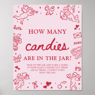Valentine Guess How Many Candies Bridal Shower Poster