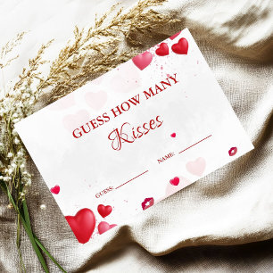 Valentine Guess How Many kissescGame  Enclosure Card