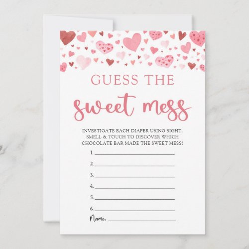 Valentine Guess the Sweet Mess Baby Shower Game Invitation