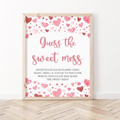 Valentine Guess the Sweet Mess Baby Shower Game Poster