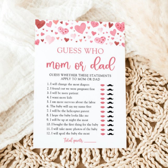 Valentine Guess Who Mom or Dad Baby Shower Game Invitation (Creator Uploaded)
