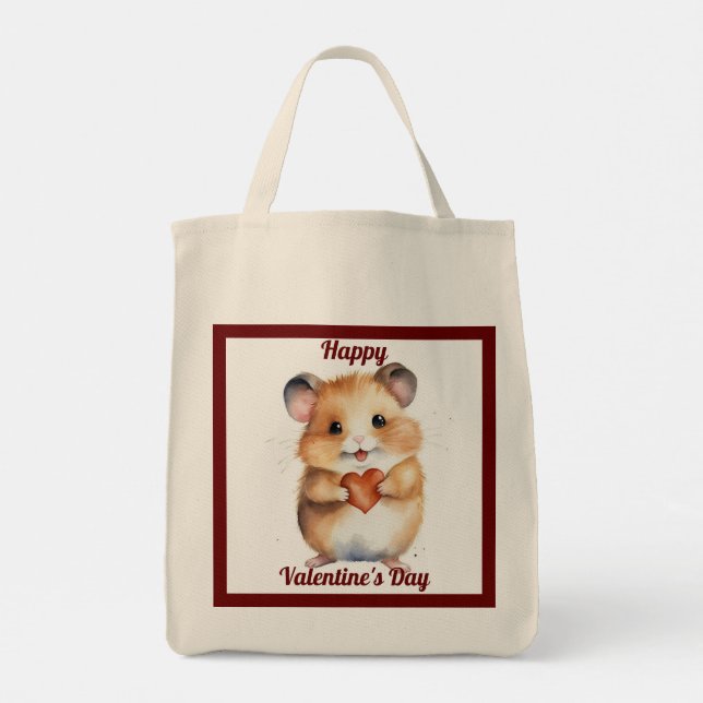 Valentine Hamster With Heart Tote Bag (Back)