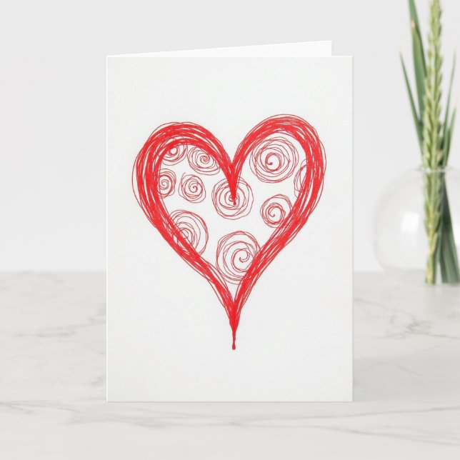 Valentine Hand Drawn Heart Card (Front)