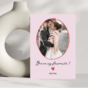 Valentine Handwritten Bow Frame Photo Holiday Card