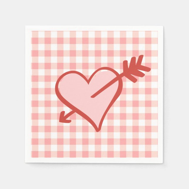 Valentine Heart and Arrow Paper Plate Napkins (Front)
