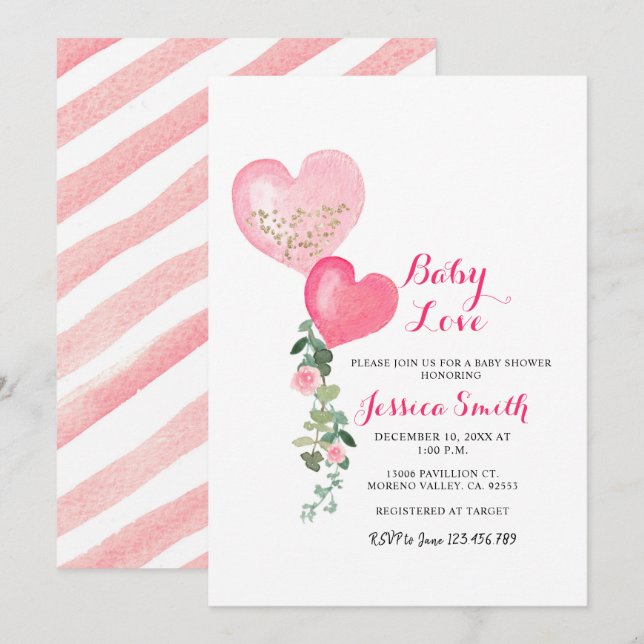 Valentine heart baby shower invitation (Front/Back)
